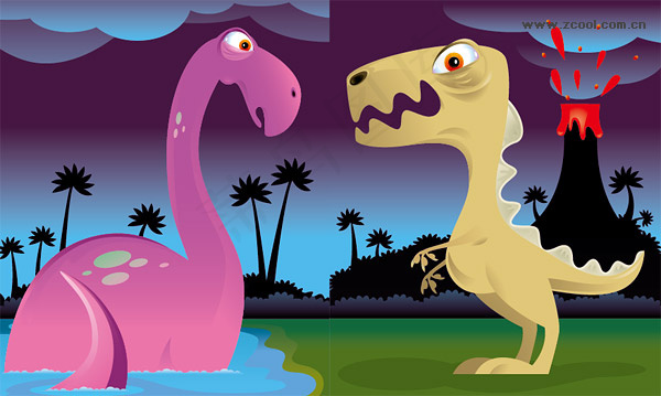 可爱恐龙矢量素材