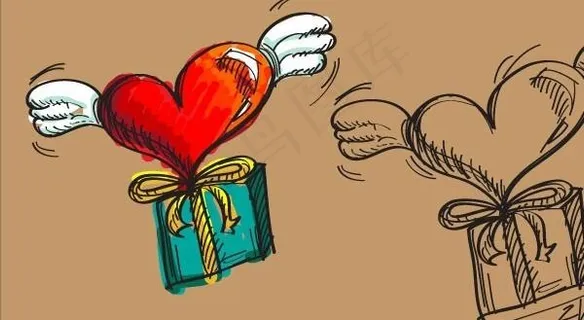 有趣的涂鸦风格的情人节的情绪元素矢量素材