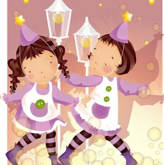 韩国女孩儿童矢量图046