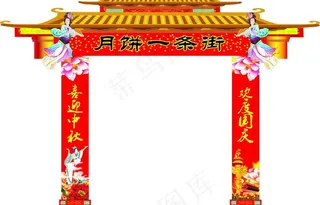 中秋国庆主题门头图片