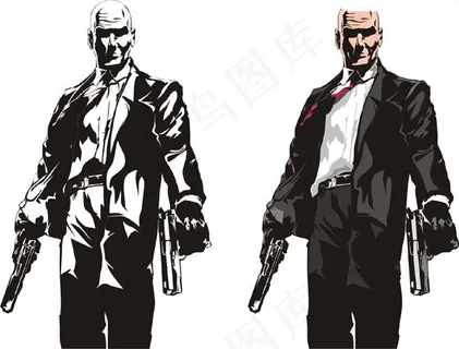 杀手47经典动作矢量素材 杀手47经典动作矢量素材