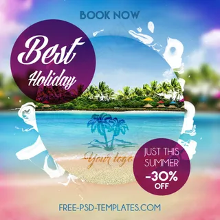 假期 海滩 旅游 海报