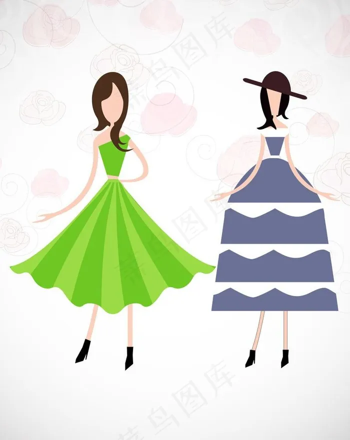 手绘少女图片eps,ai矢量模版下载