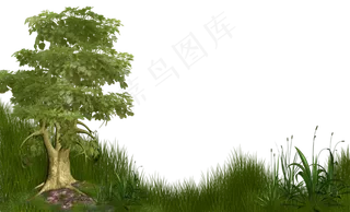 绿色环保素材树林草地分层免扣大图