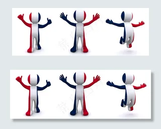 3D人物质感与法国国旗