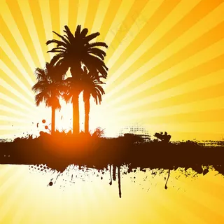 杉树剪影放射背景素材