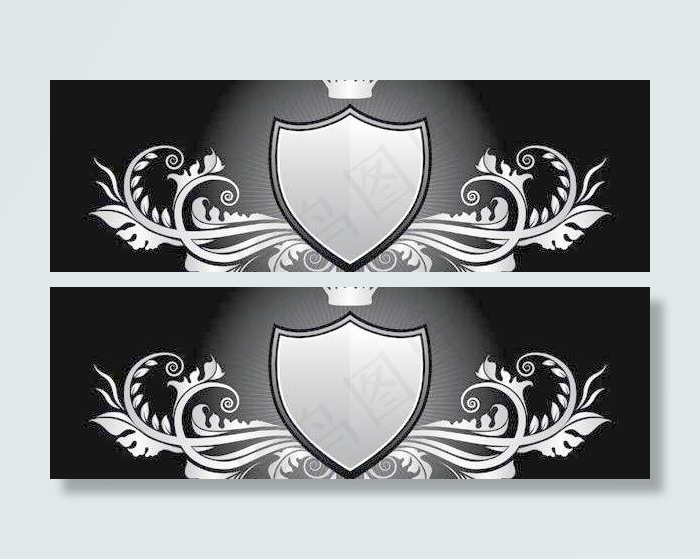 花纹翅膀盾牌麦穗矢量素材图片