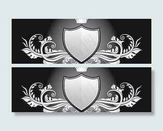 花纹翅膀盾牌麦穗矢量素材图片