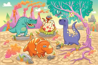 卡通恐龙插画矢量图