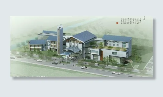 凯亞公司办公大楼效果图分层素材图片