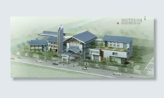 凯亞公司办公大楼效果图分层素材图片