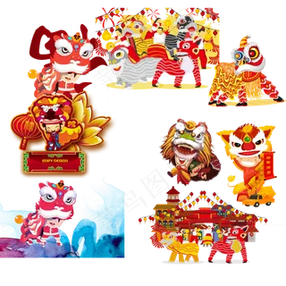 新年新春节儿童舞龙手绘元素