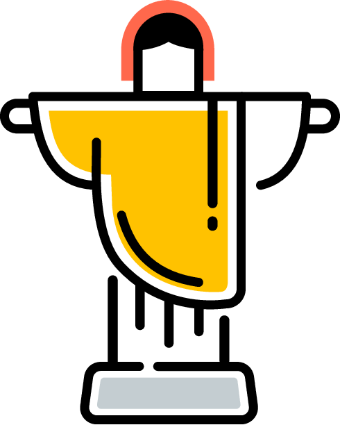 手绘卡通彩色旅游名胜里约基督像