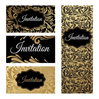金色花纹婚礼邀请函模板下载