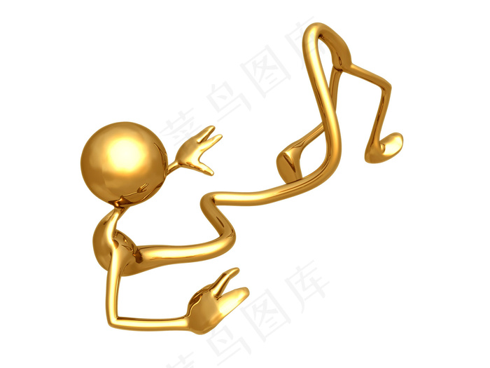 3D金色小人身体拉伸