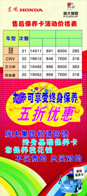 东风本田保养卡