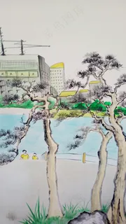 手绘建筑油画装饰画壁画墙绘 手绘建筑油画装饰画壁画墙绘