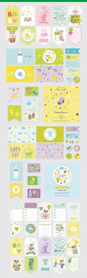 卡通边框标贴EPS矢量元素