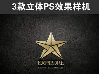 3D效果LOGO展示样机智能贴图模...