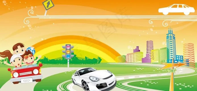 建筑汽车草地图片