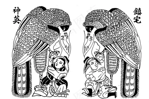 门神 古代人物 线图