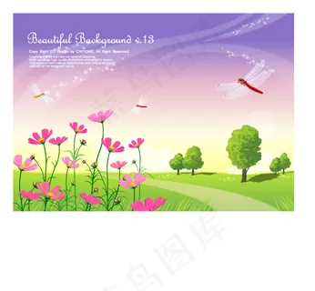 矢量素材春天明媚风景