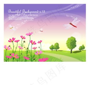 矢量素材春天明媚风景