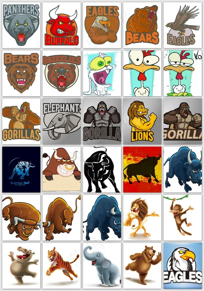 多款愤怒的动物矢量设计素材(443X429)eps,ai矢量模版下载