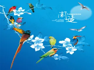 工笔花鸟画psd素材