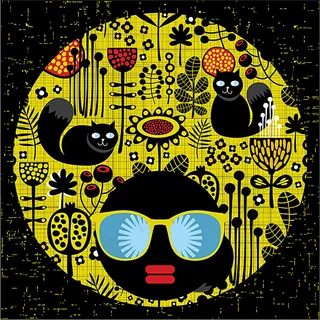 卡通猫咪与时尚美女