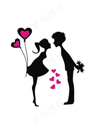 情人节卡通人物剪影