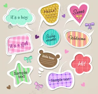 卡通边框对话框标签矢量素材