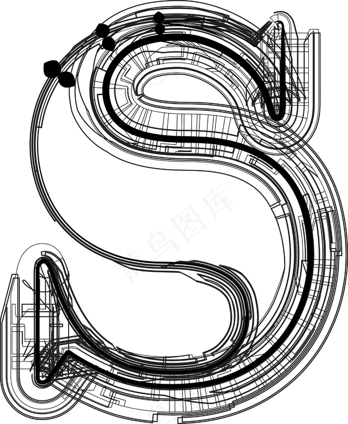 字体的字母S技术eps,ai矢量模版下载