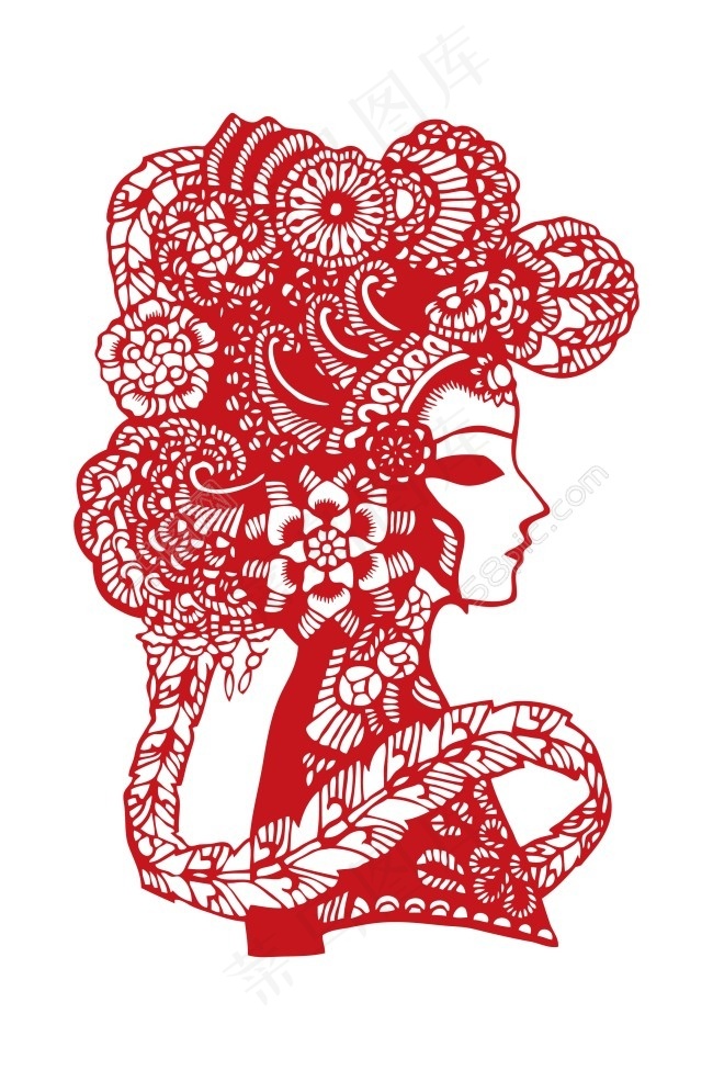 精美戏剧角色剪纸矢量