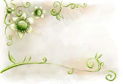绿色花藤艺术背景 绿色花藤艺术背景