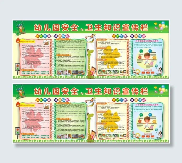 幼儿园安全卫生知识宣传栏cdr矢量模版下载
