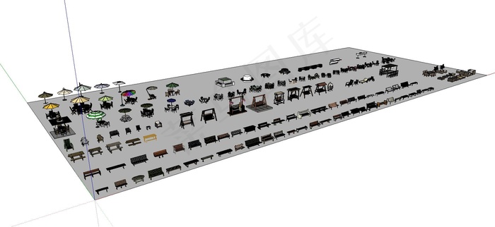 户外座椅 伞座 室外沙发 SU模型