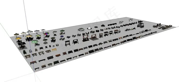 户外座椅 伞座 室外沙发 SU模型