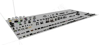 户外座椅 伞座 室外沙发 SU模型