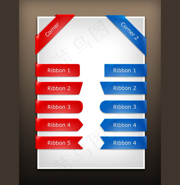 12漂亮的丝带的UI元素集PSDpsd模版下载