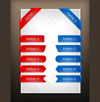 12漂亮的丝带的UI元素集PSD