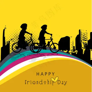 友谊节概念与黄色背景两个年轻男孩的...