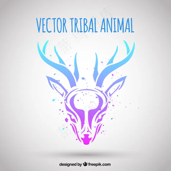 时尚鹿头剪影素材ai矢量模版下载