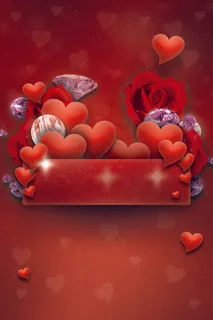 红色爱心大气浪漫情人节海报背景