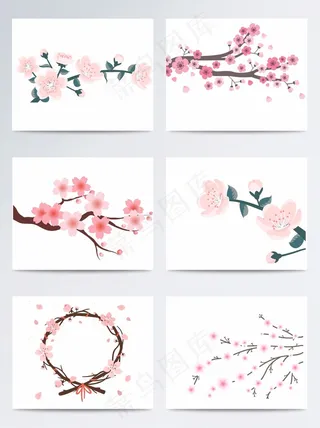 古风手绘樱花桃花插画