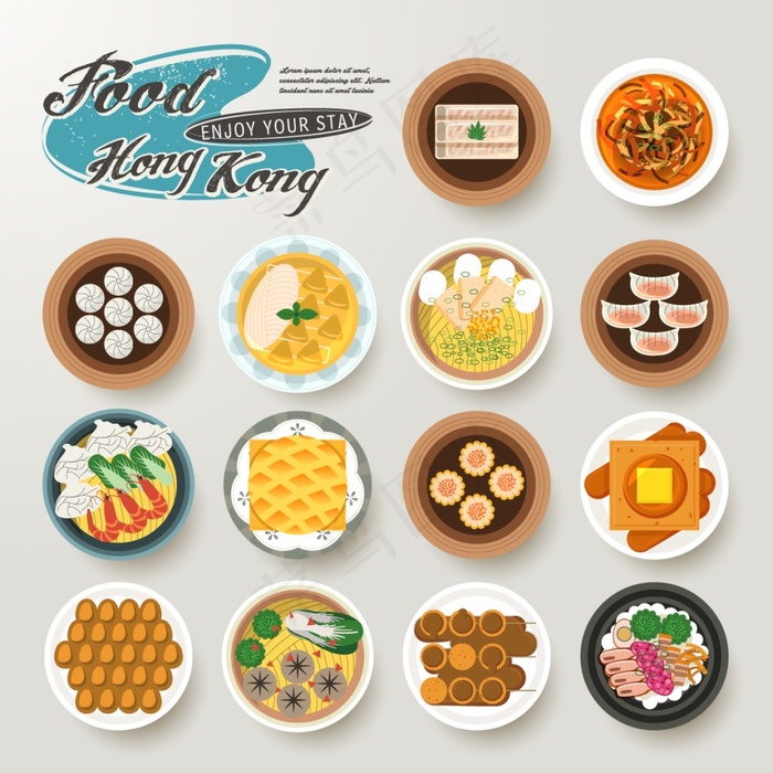矢量香港美食海报eps,ai矢量模版下载