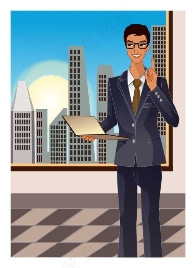 城市男性工作人物矢量图