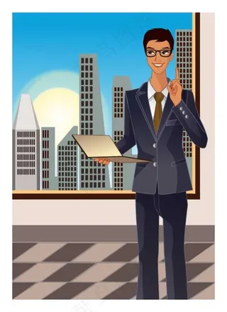 城市男性工作人物矢量图