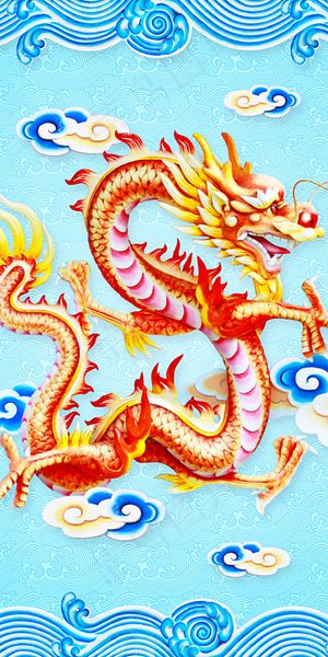高清龙纹中式古典玄关壁画