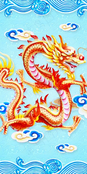 高清龙纹中式古典玄关壁画